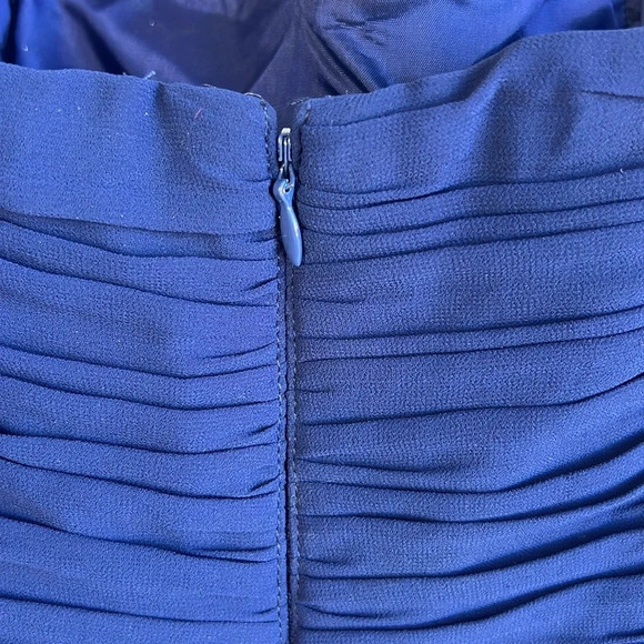 Donna Morgan Formal Strapless Maxi Gown Womens Size 10 Ruching Bodice Navy Blue - Picture 6 of 10